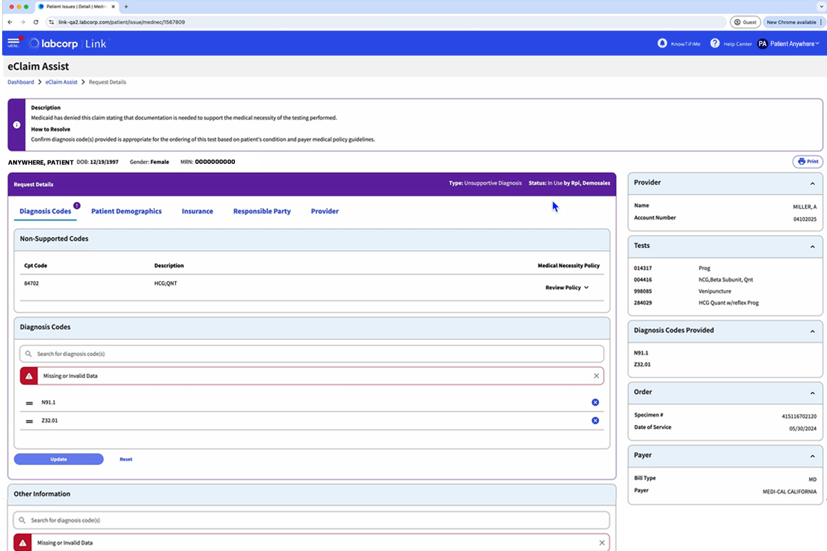 Resolve billing inquiries quickly with LabcorpLink™ eClaim Assist | Labcorp